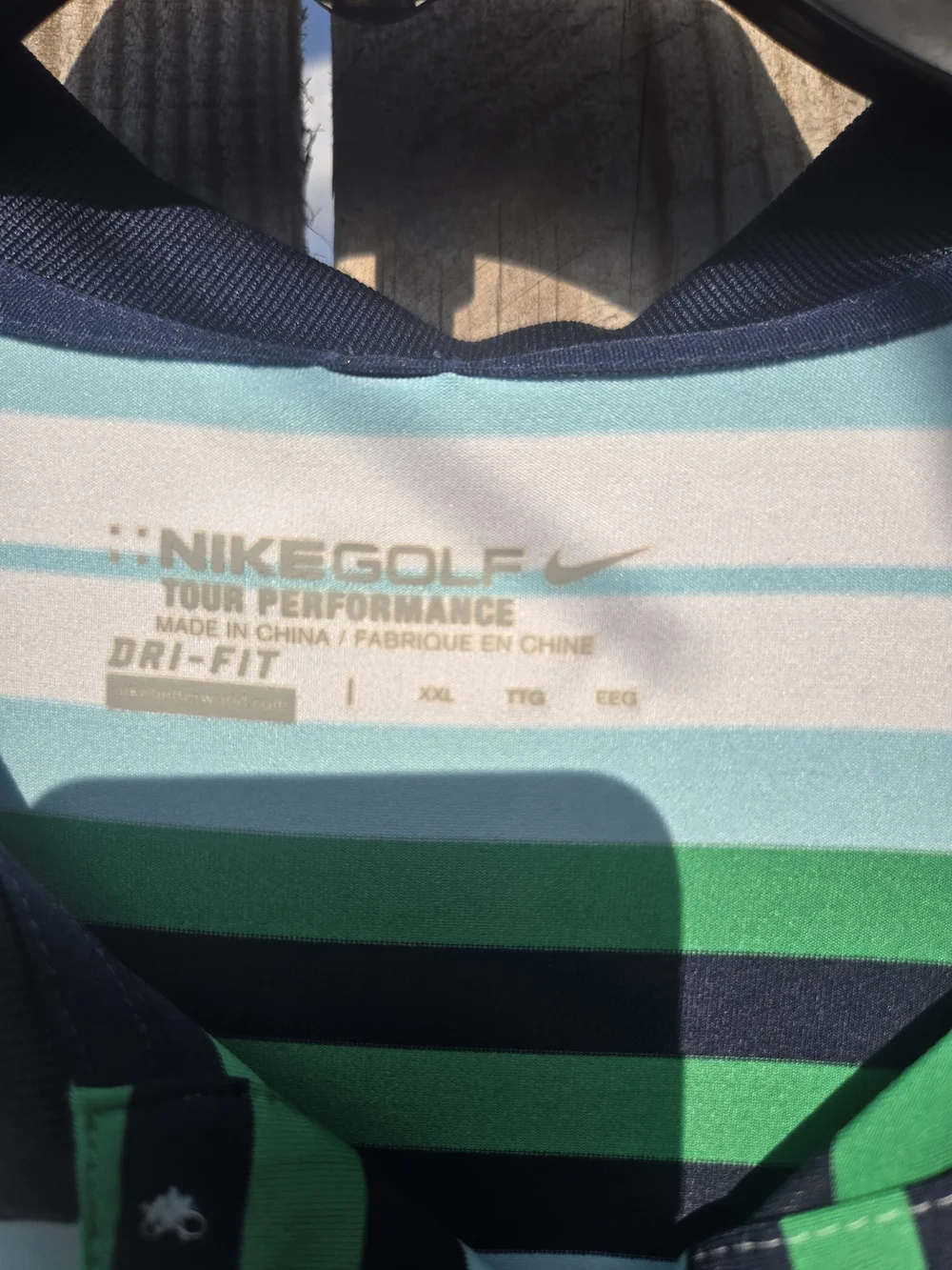 Mens Nike Golf Striped Polo Shirt in Green & Blue
